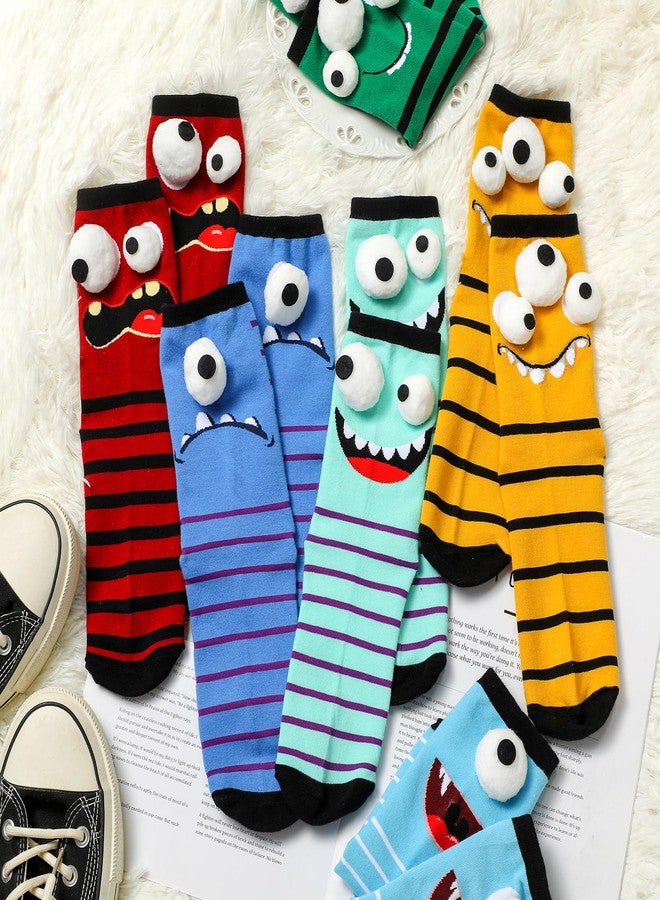Chicingyou 6 Pairs Novelty Silly Socks, Funny 3D Eyes Monster Socks, Novelty Crazy Silly Stockings, 3D Print Wacky Christmas Birthday Gifts for Men Women Friends - Image 3
